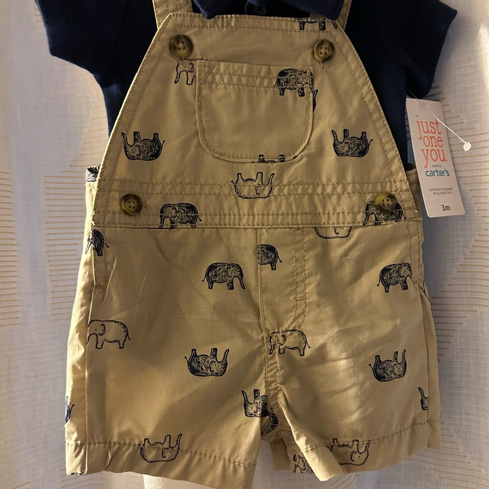 New with tags- 3m baby overalls and t shirt set